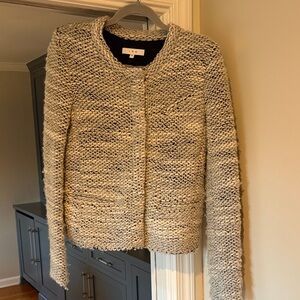 IRO Women's Black and Cream Textured knit jacket